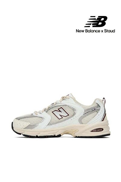 New Balance x Staud 530 Casual Shoes Beige/Red For Men/Women/Students