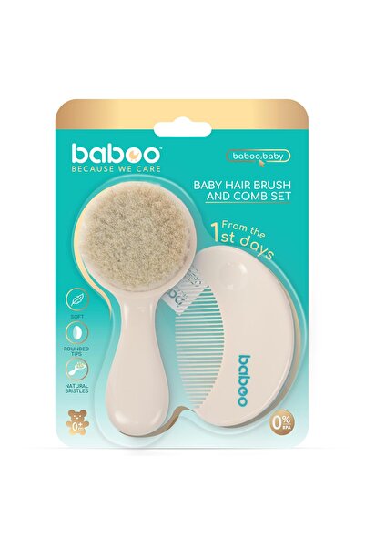 Baboo Baby Brush & Comb Set - Cream