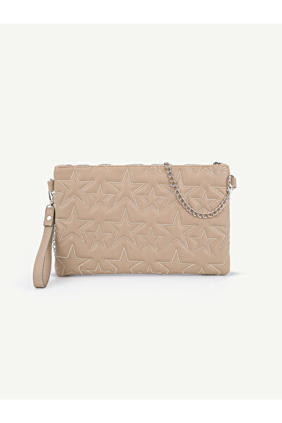 Rivina Women's Star Embroidered Portfolio Handbag with Wrist Strap and Satin ...