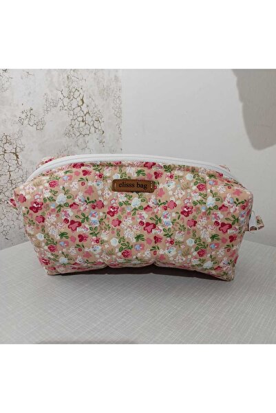 Elisss Design Women's Floral Patterned Makeup Bag - Fluffy Bag Organizer, Ski...
