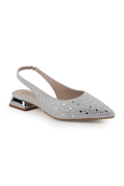 Libero Women's Stone Heeled Shoes Pointed Toe Short Thick Heel Slingback Styl...