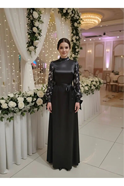 Miss Rossa Γυναικείο Σατέν Φόρεμα – Μαύρο — 40