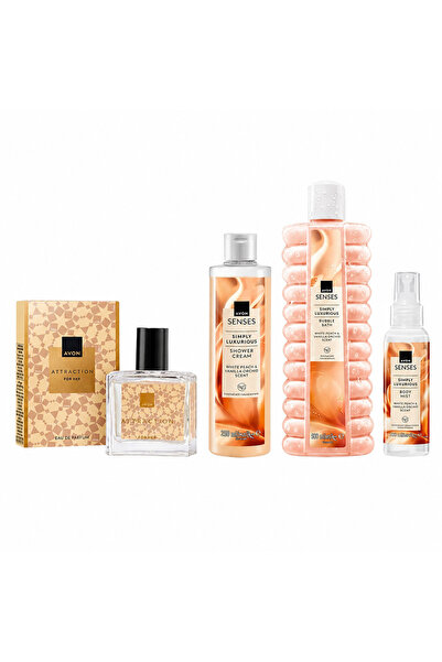 AVON Set Attraction 30 ml + 3 produse Simply Luxurious: spumant baie, gel dus...