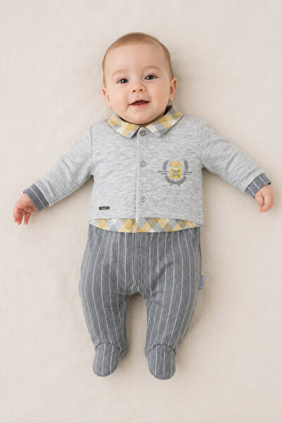 Babyhola Baby Boy Overalls with Booties Seasonal Newborn Hospital Release 13972
