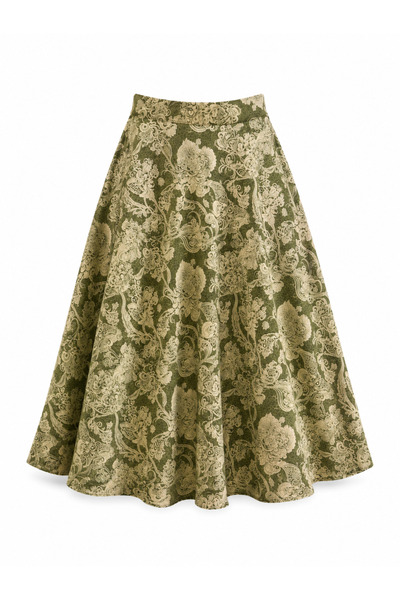 Retrobird Valerie Chiffon Flared Lined Long Skirt Women's Linden Color