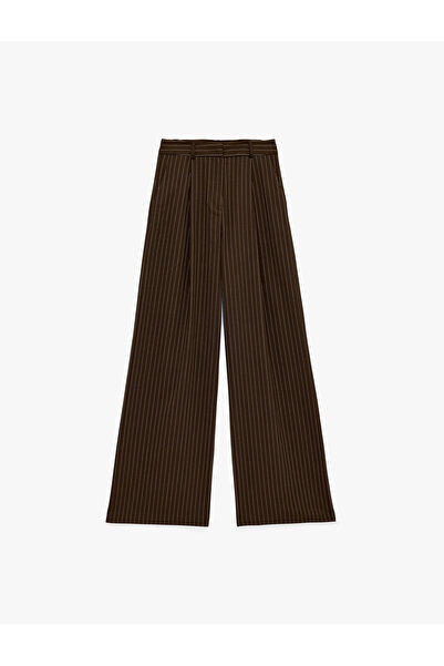 Koton Pantaloni Palazzo cu pliuri, cu dungi și buzunare