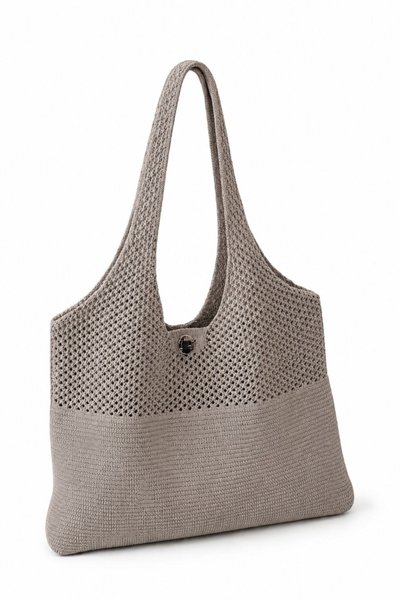 Irmak Kerekli Women's Knitted Casual Shoulder Bag Summer Unlined Steel Mesh Bag 2403 Mink