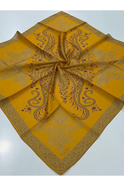 Siyane Safran Scarf Otantik Desen Pamuk Eşarp