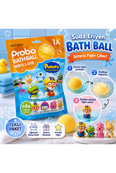pororo Sürpriz Figürlü Suda Eriyen Banyo Topu Tekli Bath Bomb Çocuk Banyo Oyu...