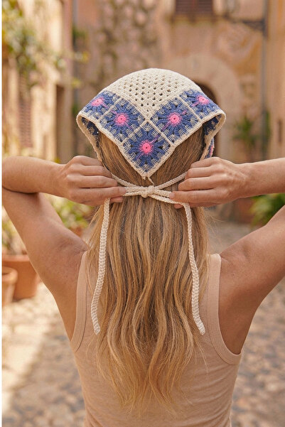 cix short tagline Kadın File Örgü Bandana Yazlık Delikli Triko Saç Bandanası Plaj Uyumlu