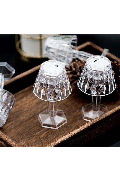 Vivendo Set de 12 mini lampi de masa cu cristal LED, decor elegant, cu abajur...