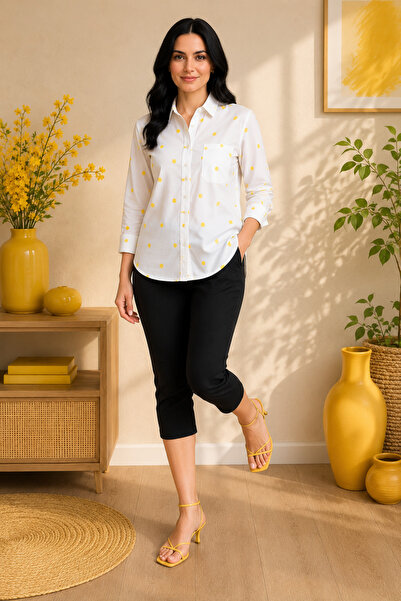 UTDU Oversized Colorful Patterned White Shirt