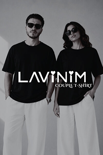 LAVİNİM Sevgili Kombini Oversize Unisex Basic Couple Çift Tişört