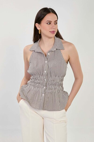 BARRELS AND OIL Women's Pötikare Collarless Shirt - Bitter Brown