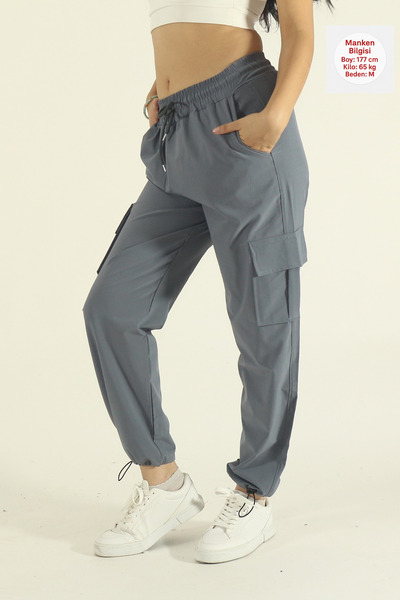 STRAVON Kadın Oversize Paraşüt Kumaş Kargo Cep, Paça Klipsli, Baggy Pantolon