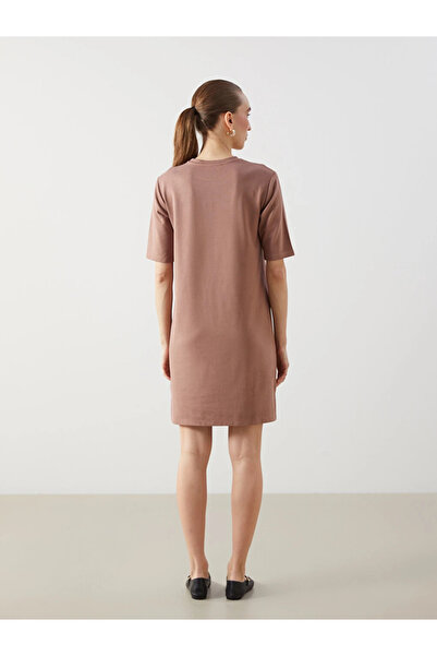 LC Waikiki Brown Crew Neck Women's Dress