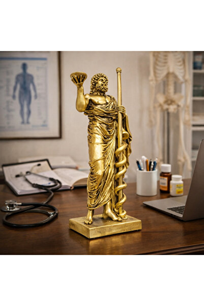 Vivendo Statueta decorativa Asclepius, zeul medicinei, ornament sculptural ra...