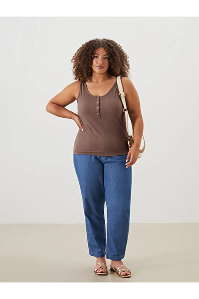 LC Waikiki Brown U-Neck Textured Women's Undershirt