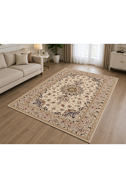 Genel Markalar Venüs Carpet Nostalji Krem Bej Klasik Desenli Kaymaz Taban Yık...