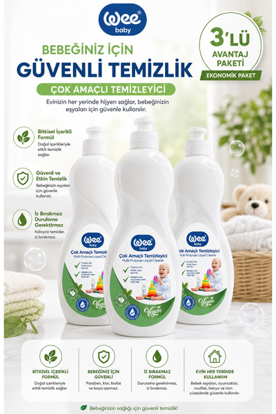 Wee Baby Biberon ve Emzik Temizleyici 3X500 Ml (%100 DOĞAL ÖZLÜ)