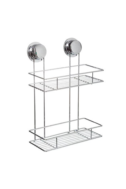 OEM Etajeră cu ventuze pentru baie cu 2 niveluri, din oțel cromat, 26.5 x 13 ...