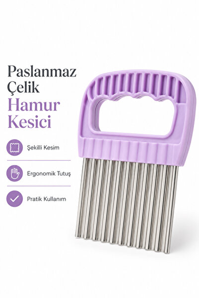 DolphFin Paslanmaz Çelik Tırtıklı Hamur Kesici Şekilli Mantı Erişte Kesme Apa...