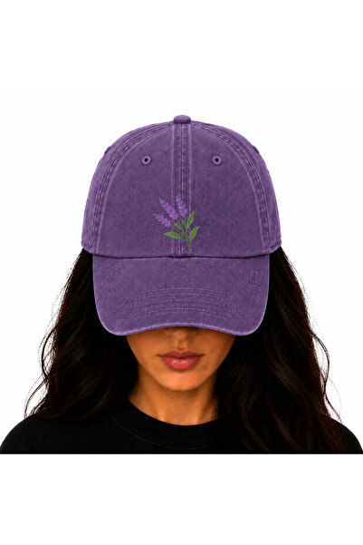 WeavedCo Embroidered Washable Vintage Hat (Lavender Flower Colored Embroidery...