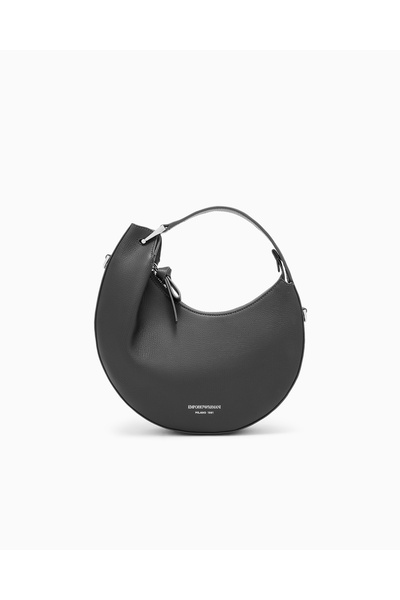Emporio Armani Women's Textured Leather Surface Mini Black Shoulder Bag with ...
