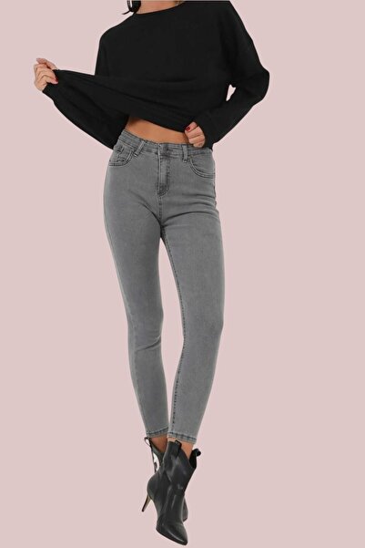 ButikDina Gray Skinny High Waist Skinny Jeans