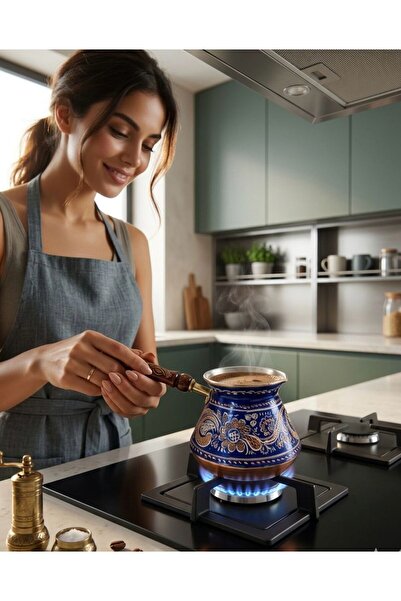 Bakır Center Copper Coffee Pot 5-Cup Coffee Pot Hand Embroidered Family Size ...