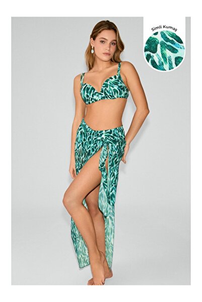 Kom Rima Glitter Fabric Detailed Tie-Up Pareo