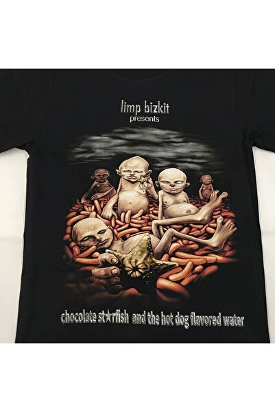 LİNA06 Simp Bizkit Chocolate Starfish Graphic Print Rock Band T-shirt Black M...