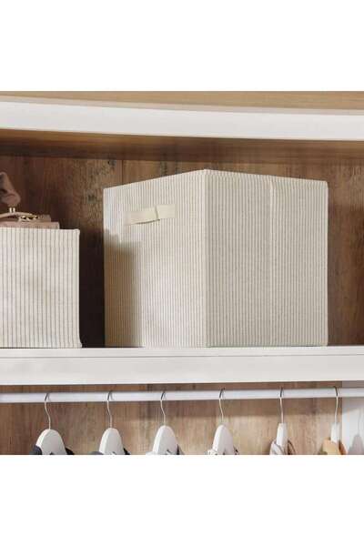 PAN HOME Colin Foldable Storage Basket 30.5x30.5x30.5cm - Grey Stripe