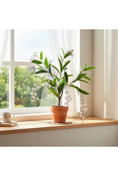PAN HOME نبتة الياسمين الاصطناعية في وعاء بارتفاع 60 سم - أبيض