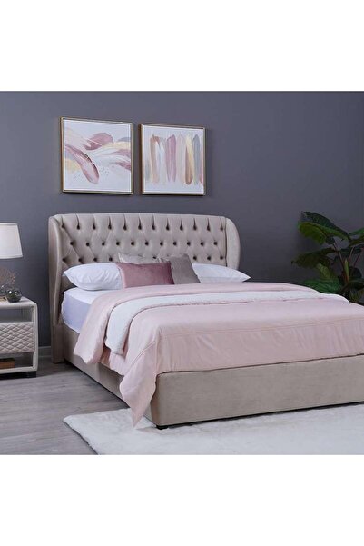 PAN HOME لوح رأس سرير بلوتو مخملي بيج L-160: ارتفاع 125 سم