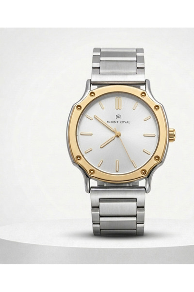 MOUNT ROYAL Mont Royal Men's Watch in Silver Steel with Integrated Gold-Color...