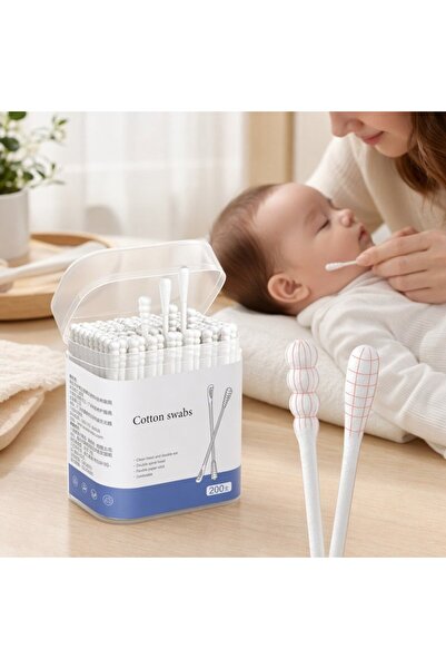 Generic 200 Pure Cotton Cleaning Swabs Double Ended Ear Nose Care Soft Absorb...