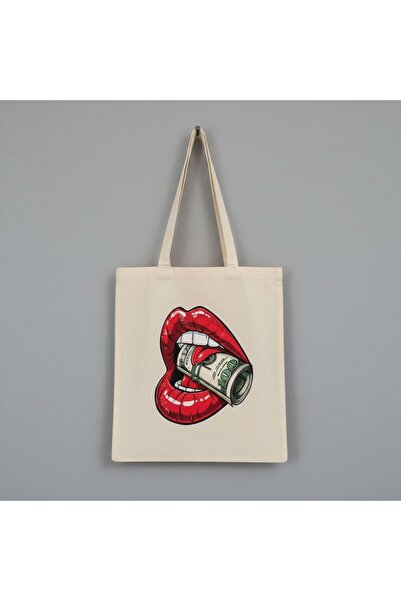 MAHZEN VI Lip and Money Printed Cloth Bag