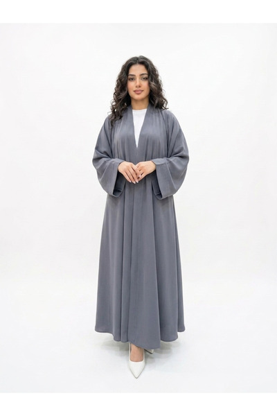 YOU ABAYA Abaya Liyan Double Cloche Plain with Korean Crepe Fabric Gray Color