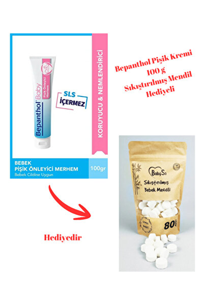 Bepanthol Pişik Kremi 100 gr + Sıkıştırılmış Mendil 80'li
