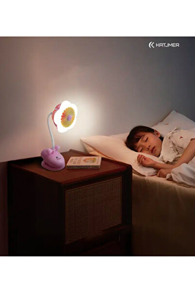 peltech F14 MASA ÜSTÜ MANDALLI VANTİLATÖR FAN GECE LAMBALI LED LAMBA FAN