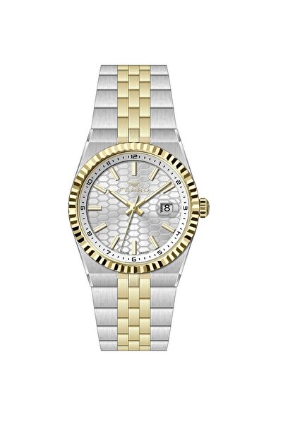 FERRO Yellow and Silver Steel Strap Men's Wristwatch Fm40177A-D Functions Act...