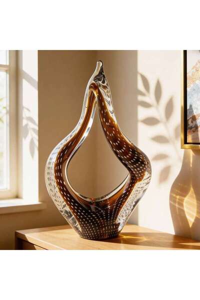 PAN HOME Forge Glass Droplet Decor Sculpture 26x12.5x41.5cm - Brown