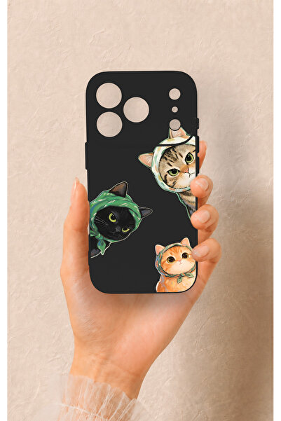 Vip Case iPhone 17 Pro Uyumlu Kedi Ekibi Desenli Silikon Kılıf