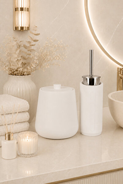 betonmall Modern Concrete Bathroom Accessory Set - 4-Piece Handmade Decorativ...