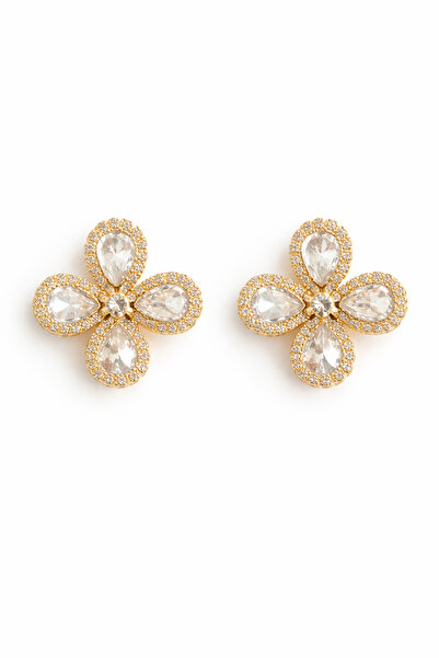 Angelovia Drop Stone Flower Women's Earrings