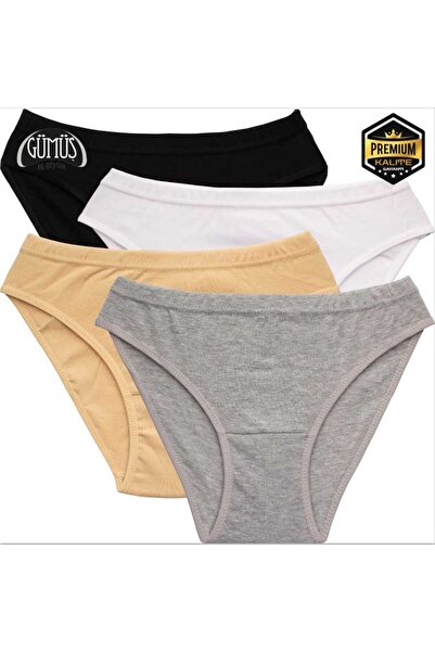 BB 100% Cotton Ribbed Waistband Bikini Briefs 4 Pieces