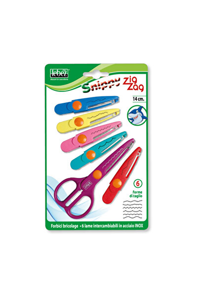 Lebez Set foarfeca zig-zag, 14 cm cu 6 lame interschimbabile varsta 3 ani+,6 ...