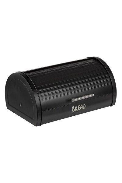 Z Store Black Metal Bread Box 'Bread' with Sliding Door, 38x28x18.5cm