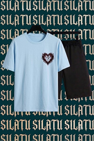 SILATU Heart[?] Printed Shorts T-Shirt Set